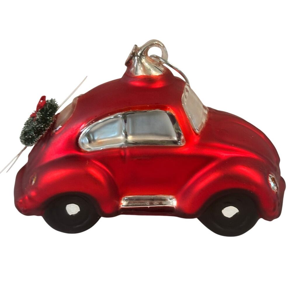 Dept 56 Handblown Mercury Glass Jumbo Christmas 'VW Beetle Wreath' Ornament-NWT